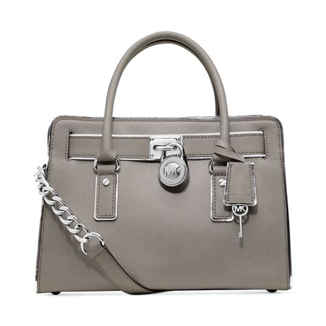 michael kors hamilton specchio east west satchel pearl grey